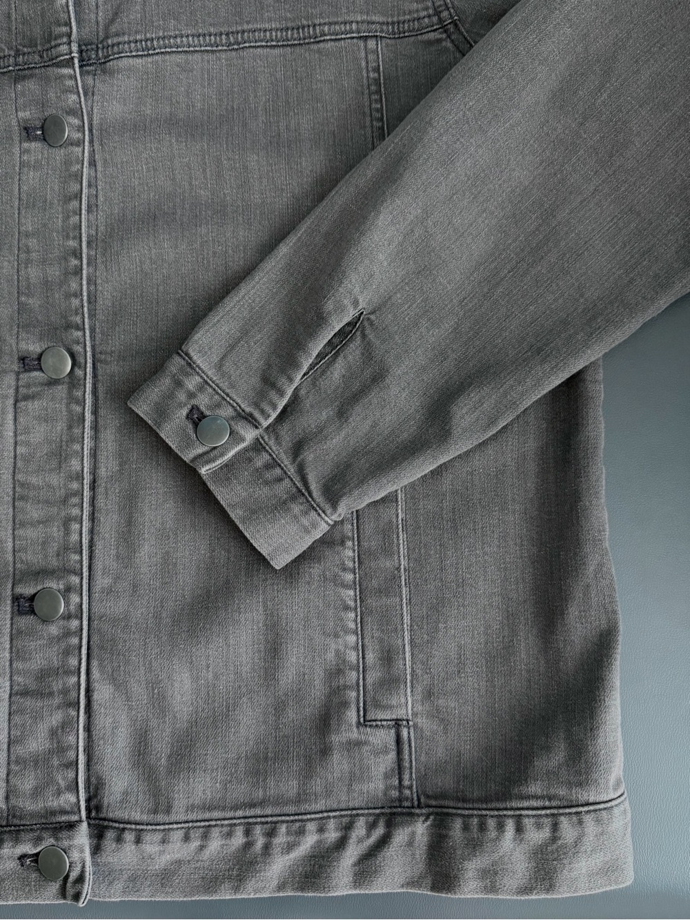 Eileen Fisher Missy Organic Cotton Stretch Classic Collar Jacket Grey Size M - Picture 9 of 12